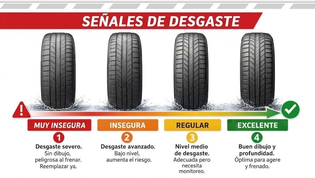 4 señales de desgaste en los neumáticos